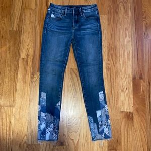 Bloomingdales Aqua Patchwork Detail Skinny Jeans